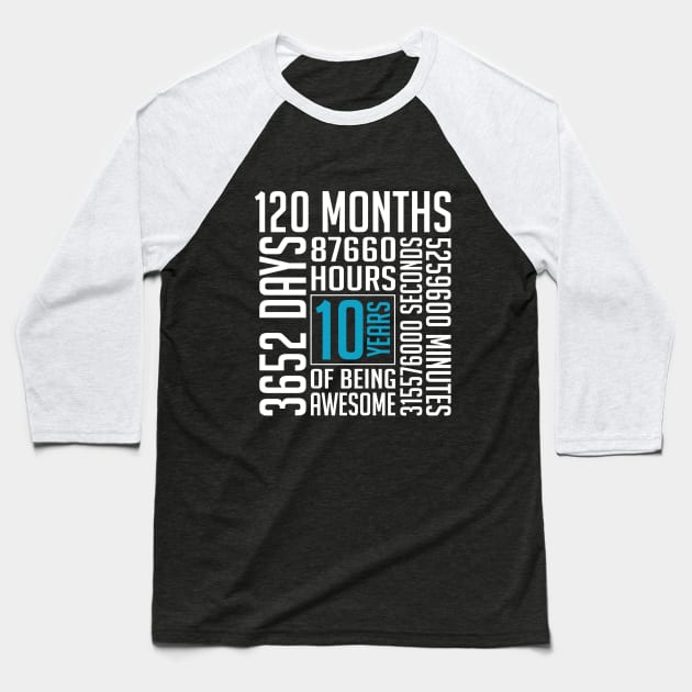 10th Birthday Vintage Retro T Shirt 120 Months Baseball T-Shirt by shopflydesign